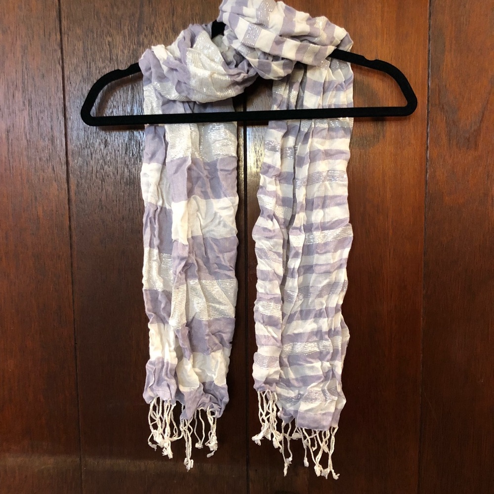 Lilac & White Striped Scarf